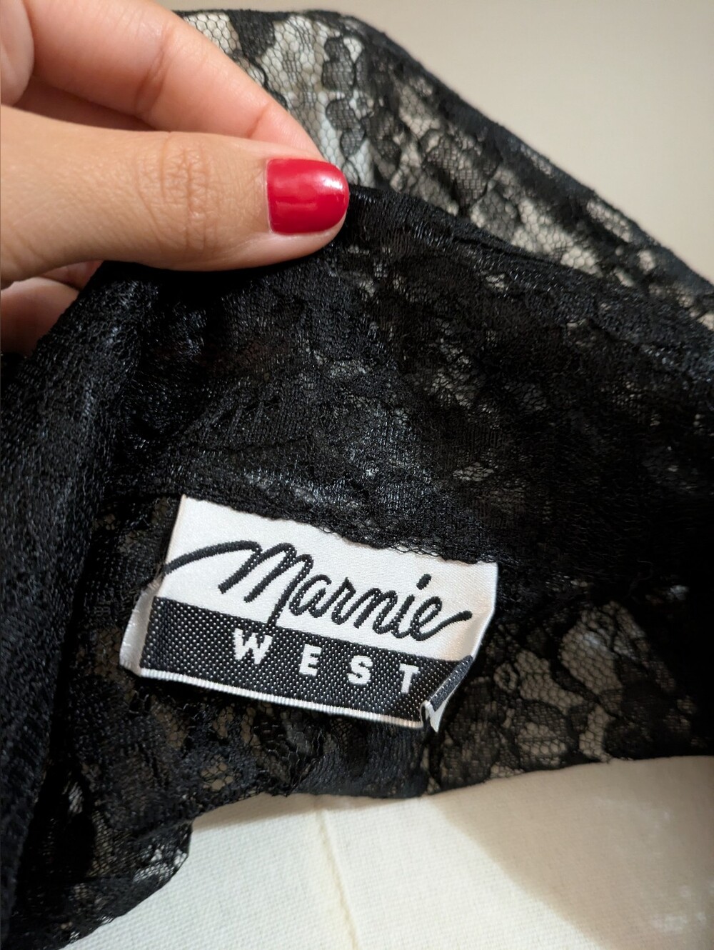 Marnie West Black Floral Lace Sheer Button-Down Collared Long Sleeve Blouse - Picture 7 of 7